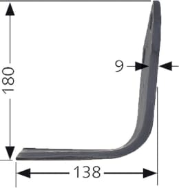 Technische Zeichnung: Industriehof® Fräsmesser links/rechts 180 x 80 x 9 mm, Bohrung 16,5 mm, für Howard