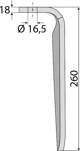 Technische Zeichnung: Industriehof® Kreiseleggenzinken 100 x 260 x 18 mm für Kreiselegge Howard