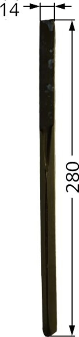 Technische Zeichnung: Industriehof® Kreiseleggenzinken 45 x 280 x 14 mm für Kreiselegge Breviglieri, Schmotzer