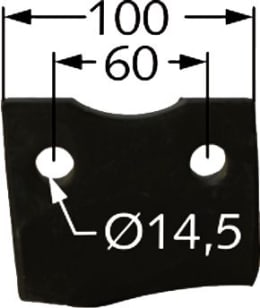 Technische Zeichnung: Industriehof® Kreiseleggenzinken 100 x 265 x 15 mm für Kreiselegge Howard