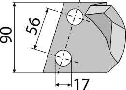 Technische Zeichnung: Industriehof® Kreiseleggenzinken 90 x 300 x 14 mm für Kreiselegge Becker, Carraro