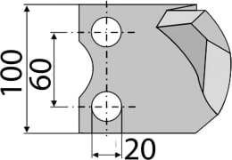 Technische Zeichnung: Industriehof® Kreiseleggenzinken 100 x 280 x 18 mm für Kreiselegge Krone