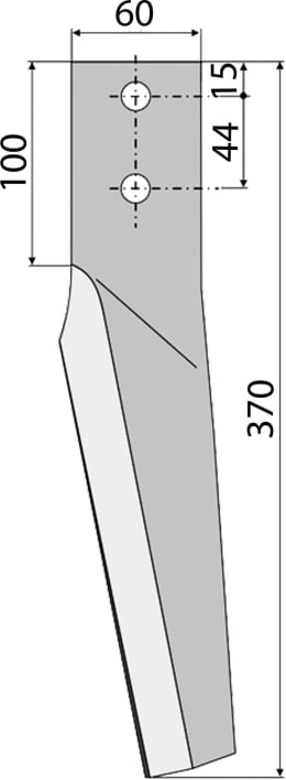 Technische Zeichnung: Industriehof® Kreiseleggenzinken 60 x 370 x 10 mm für Kreiselegge Maschio