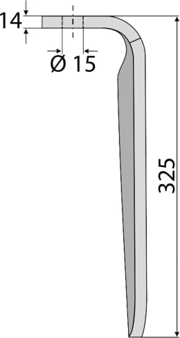 Technische Zeichnung: Industriehof® Kreiseleggenzinken 100 x 325 x 14 mm für Kreiselegge Howard