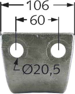 Technische Zeichnung: Industriehof® Kreiseleggenzinken 106 x 305 x 15 mm für Kreiselegge Feraboli, Frost