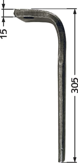 Technische Zeichnung: Industriehof® Kreiseleggenzinken 106 x 305 x 15 mm für Kreiselegge Feraboli, Frost