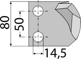 Technische Zeichnung: Industriehof® Kreiseleggenzinken 80 x 260 x 8 mm für Kreiselegge Alpego, Ortolan, Tortella