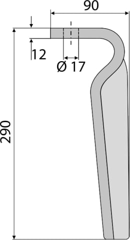 Technische Zeichnung: Industriehof® Kreiseleggenzinken 100 x 290 x 12 mm für Kreiselegge Feraboli, Frost