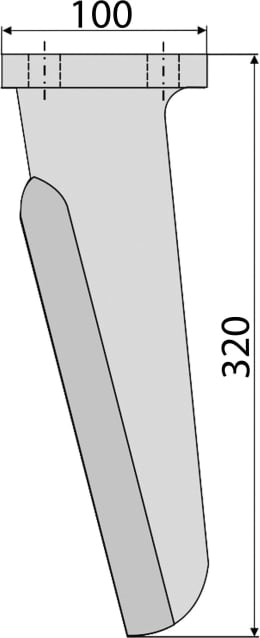 Technische Zeichnung: Industriehof® Kreiseleggenzinken 100 x 320 x 15 mm für Kreiselegge Celli, Perugini