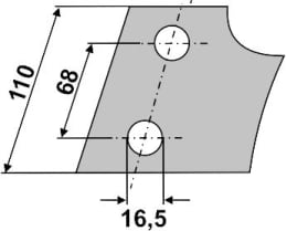Technische Zeichnung: Industriehof® Kreiseleggenzinken 110 x 360 x 14 mm für Kreiselegge Kuhn