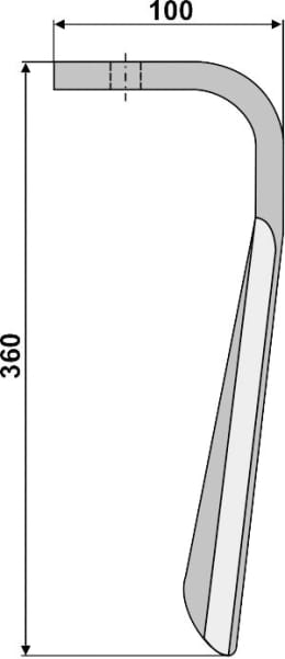Technische Zeichnung: Industriehof® Kreiseleggenzinken 110 x 360 x 14 mm für Kreiselegge Kuhn