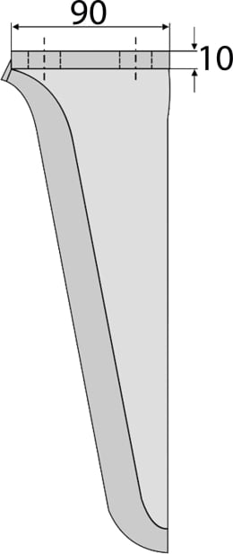 Technische Zeichnung: Industriehof® Kreiseleggenzinken 90 x 295 x 10 mm für Kreiselegge Maschio