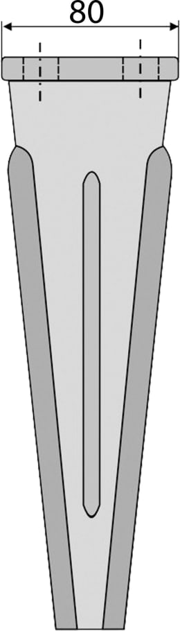 Technische Zeichnung: Industriehof® Kreiseleggenzinken 80 x 250 x 12 mm für Kreiselegge Forigo-Roteritalia