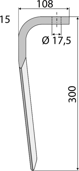 Technische Zeichnung: Industriehof® Kreiseleggenzinken 120 x 300 x 15 mm für Kreiselegge Celli, Perugini