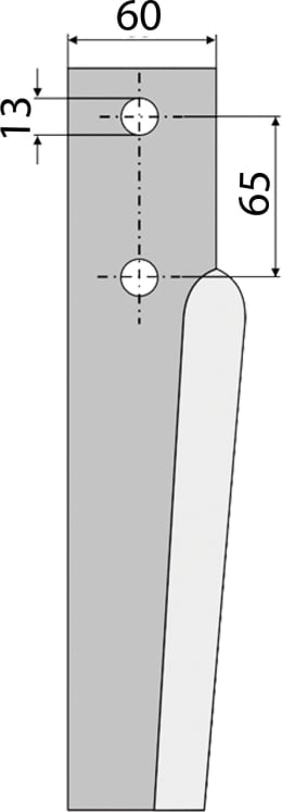 Technische Zeichnung: Industriehof® Kreiseleggenzinken 60 x 350 x 12 mm für Kreiselegge Breviglieri, Schmotzer