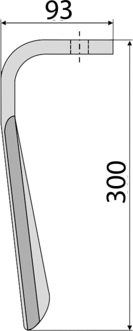 Technische Zeichnung: Industriehof® Kreiseleggenzinken 100 x 300 x 12 mm für Kreiselegge Alpego
