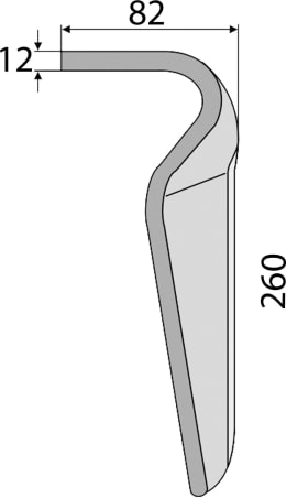 Technische Zeichnung: Industriehof® Kreiseleggenzinken 90 x 260 x 12 mm für Kreiselegge Breviglieri, Schmotzer