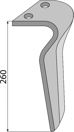 Technische Zeichnung: Industriehof® Kreiseleggenzinken 90 x 260 x 12 mm für Kreiselegge Breviglieri, Schmotzer