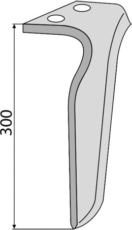 Technische Zeichnung: Industriehof® Kreiseleggenzinken 100 x 300 x 12 mm für Kreiselegge Frandent
