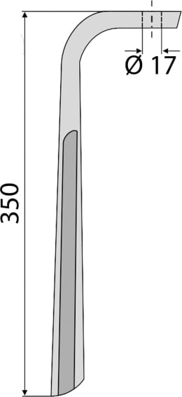 Technische Zeichnung: Industriehof® Kreiseleggenzinken 110 x 350 x 16 mm für Kreiselegge Rabe