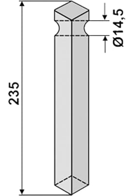 Technische Zeichnung: Industriehof® Kreiseleggenzinken 25 x 235 x 25 mm für Kreiselegge Krone