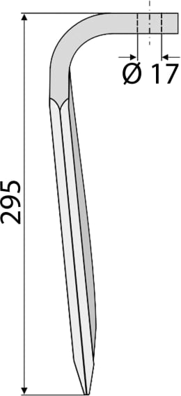 Technische Zeichnung: Industriehof® Kreiseleggenzinken 90 x 295 x 15 mm für Kreiselegge Sicma