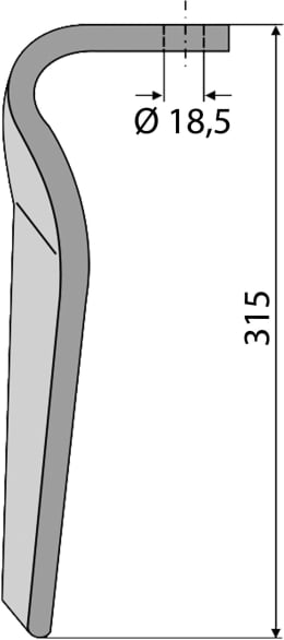 Technische Zeichnung: Industriehof® Kreiseleggenzinken 112 x 315 x 16 mm für Kreiselegge Sicma