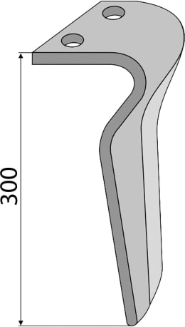 Technische Zeichnung: Industriehof® Kreiseleggenzinken 100 x 300 x 15 mm für Kreiselegge Breviglieri, Schmotzer