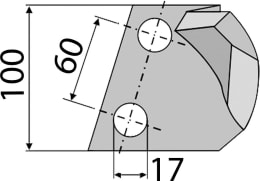 Technische Zeichnung: Industriehof® Kreiseleggenzinken 100 x 300 x 15 mm für Kreiselegge Breviglieri, Schmotzer