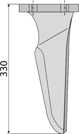 Technische Zeichnung: Industriehof® Kreiseleggenzinken 120 x 330 x 16 mm für Kreiselegge Niemeyer