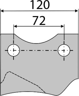 Technische Zeichnung: Industriehof® Kreiseleggenzinken 120 x 330 x 16 mm für Kreiselegge Niemeyer