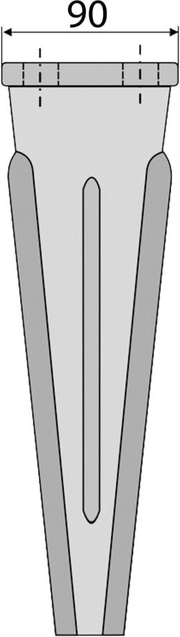 Technische Zeichnung: Industriehof® Kreiseleggenzinken 90 x 290 x 14 mm für Kreiselegge Kverneland, Landsberg, Maschio, Rau