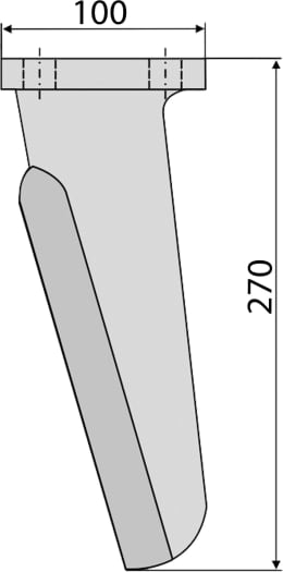 Technische Zeichnung: Industriehof® Kreiseleggenzinken 100 x 270 x 12 mm für Kreiselegge Celli, Perugini