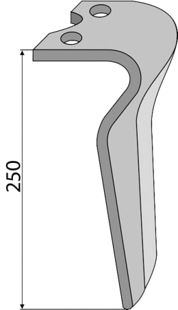 Technische Zeichnung: Kreiseleggenzinken 90 x 250 x 10 mm mit Befestigungslöchern