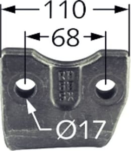 Technische Zeichnung: Industriehof® Kreiseleggenzinken 110 x 320 x 16 mm für Kreiselegge Kuhn