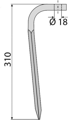 Technische Zeichnung: Industriehof® Kreiseleggenzinken 110 x 310 x 15 mm für Kreiselegge Landsberg, Sicma, Moreni