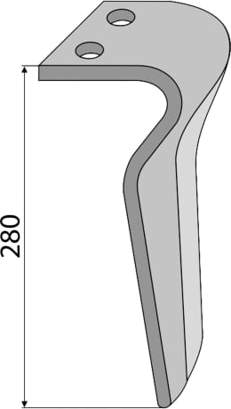 Technische Zeichnung: Kreiseleggenzinken links/rechts 90 x 280 x 14 mm für Maschio Kreiselegge