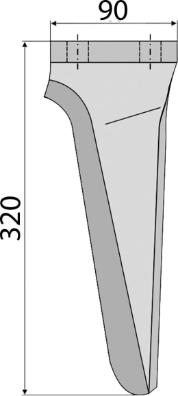 Technische Zeichnung: Kreiseleggenzinken 90 x 320 x 15 mm mit Bemaßung