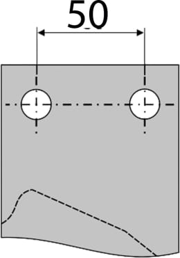Technische Zeichnung: Kreiseleggenzinken 90 x 320 x 15 mm mit Bohrungen und Maßangaben