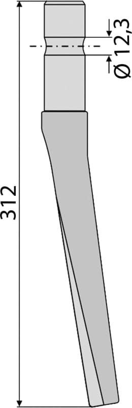 Technische Zeichnung: Industriehof® Kreiseleggenzinken 312 x 31,3 mm für Kreiselegge Feraboli, Frost