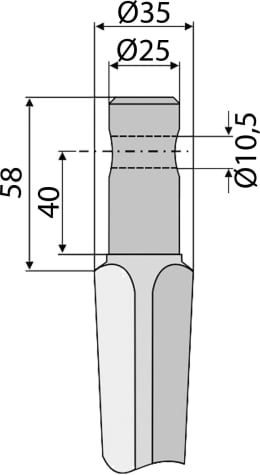 Technische Zeichnung: Industriehof® Kreiseleggenzinken 240 x 35 mm, 25 mm für Kreiselegge Pegoraro