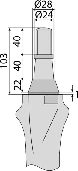 Technische Zeichnung: Industriehof® Kreiseleggenzinken 375 x 38,5 mm, 28 mm, 24 mm für Kreiselegge Krone