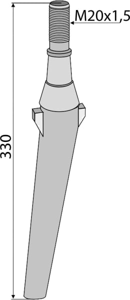 Technische Zeichnung: Industriehof® Kreiseleggenzinken 330 x 38,5 mm, 28 mm, 25 mm für Kreiselegge Krone