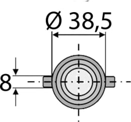 Technische Zeichnung: Industriehof® Kreiseleggenzinken 330 x 38,5 mm, 28 mm, 25 mm für Kreiselegge Krone