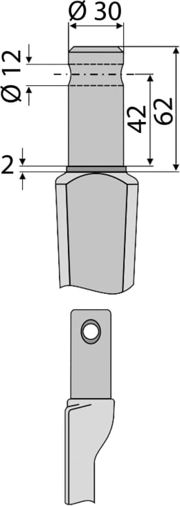 Technische Zeichnung: Industriehof® Kreiseleggenzinken 300 x 30 mm für Kreiselegge Pegoraro