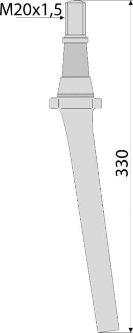 Technische Zeichnung: Industriehof® Kreiseleggenzinken 330 x 38,5 mm für Kreiselegge Feraboli, Frost