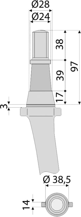 Technische Zeichnung: Industriehof® Kreiseleggenzinken 330 x 38,5 mm für Kreiselegge Feraboli, Frost