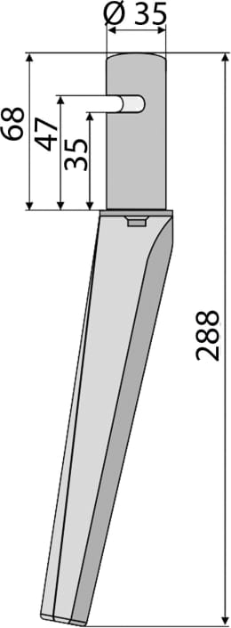 Technische Zeichnung: Industriehof® Kreiseleggenzinken 288 x 40 mm, 35 mm für Kreiselegge Krone