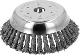 Produktbild: Wildkrautbürste 36 Stahldrahtzöpfe, kegelförmig, Ø 180 mm, Bohrung 25,4 mm, für die Wildkrautentfernung mit eine