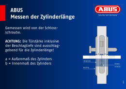 Detailbild: ABUS Infografik zum Messen der Zylinderlänge eines Profilzylinders an einer Tür